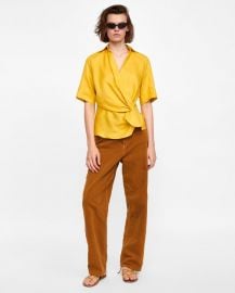 draped linen top at Zara