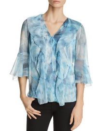 elie tahari Faith Silk Ruffle Blouse at Bloomingdales