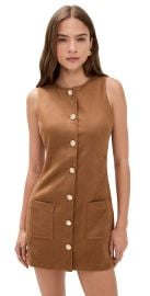 endless rose Faux Suede Round Neck Buttoned Mini Dress Camel L at Shopbop