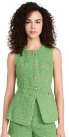 endless rose Tweed Buttoned Long Split Top Green L at Shopbop