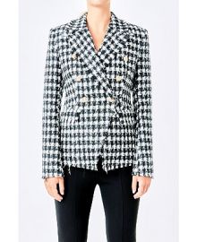 endless rose Womens Checked Tweed Blazer - Macys at Macys