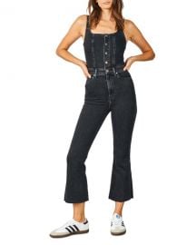 etica Ivy Denim Flare-Leg Overalls at Neiman Marcus