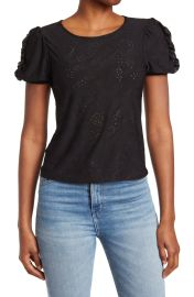 eyelet Puff Sleeve Top at Nordstrom Rack