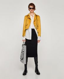 faux suede biker jacket at Zara