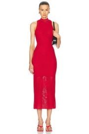 fleur du mal Lace Pointelle Knit Racer Dress in Ruby Red FWRD at FWRD