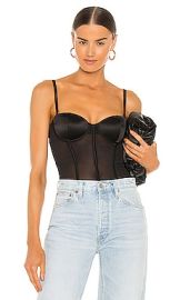 fleur du mal Silk and Mesh Bodysuit in Black at Revolve