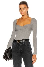 fleur du mal Sweetheart Neckline Bodysuit in Heather Grey  FWRD at Forward