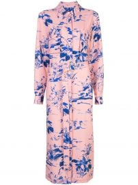 floral belted midi shirt dress at Farfetch