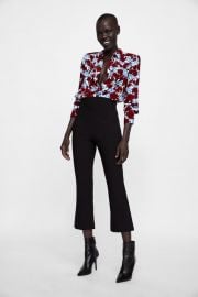 floral print blouse with shoulder pads at Zara