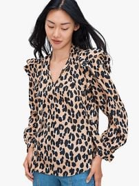 forest feline tie-neck top at Kate Spade