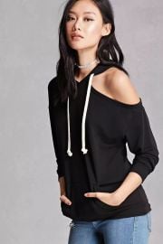 forever 21 One-Shoulder Heathered Hoodie at Forever 21