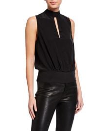 frame Mock-Neck Sleeveless Party Top at Neiman Marcus