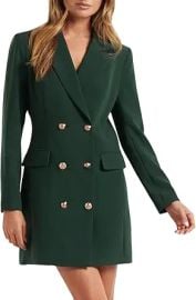 futurino Women Blazer Set Solid Color Long Sleeve Notch Lapel Double Breasted Button Blazer Dress with Pockets at Amazon