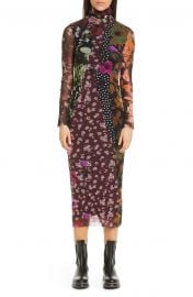 fuzzi floral Dot Print Turtleneck Long Sleeve Dress at Nordstrom