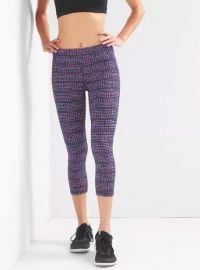 gFast Checkered Jacquard Capris in Pink & Purple Jacquard at Gap