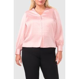 halogen(r) Collarless Satin Button-Up Shirt at Nordstrom