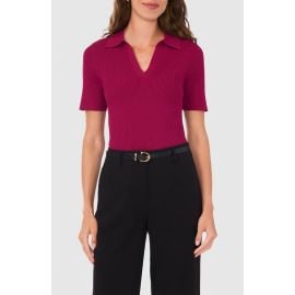 halogen(r) Short Sleeve Rib Polo Sweater at Nordstrom