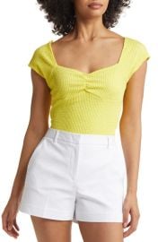 halogen(rCap Sleeve Sweetheart Neck Top in Yellow Celandine Size Xx-Small at Nordstrom