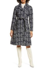 halogen(rFloral Jacquard Plaid A-Line Coat at Nordstrom