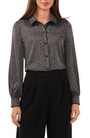 halogen(rGeo Print Layered Collar Button-Up Shirt at Nordstrom