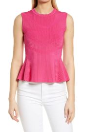 halogen(rSleeveless Peplum Sweater in White Size Xx-Small at Nordstrom