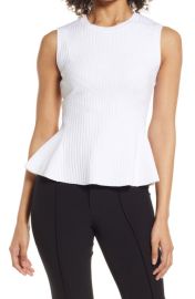 halogen(rSleeveless Peplum Sweater in White Size Xx-Small at Nordstrom