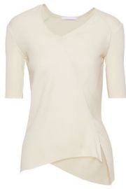 helmut lang Asymmetric ribbed cotton top at The Outnet