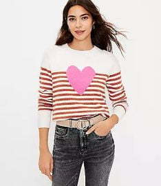 https://www.loft.com/heart-stripe-sweater/576674 at Loft