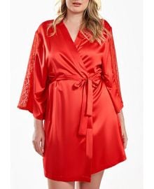 iCollection Milena Satin and Lace Robe with Self Tie Sash Reviews - All Pajamas Robes Loungewear - Women - Macys at Macys