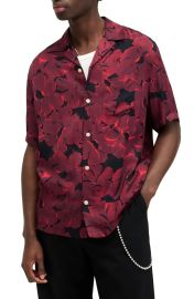 in Electric Purple by Allsaints Kaza Relaxed Fit Floral Camp Shirt at Nordstrom