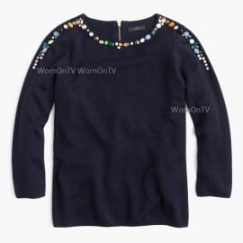 j crew navy jeweled sweater at J.Crew