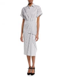 jason wu Short-Sleeve Stripe Cotton Poplin Shirtdress at Bergdorf Goodman