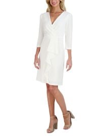 julia jordan Womens Pleated Ruffled-Front Sheath Dress - Macys at Macys