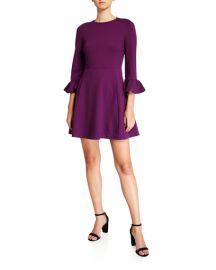 kate spade new york bell-sleeve ponte skater dress at Neiman Marcus