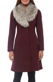 kate spade new york faux fur shawl collar fit  amp  flare coat   Nordstrom at Nordstrom