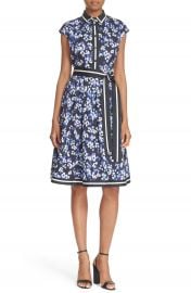 kate spade new york hydrangea print belted cotton shirtdress at Nordstrom