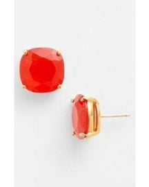 kate spade new york mini small square semiprecious stone stud earrings in Light Pink/Gold at Nordstrom