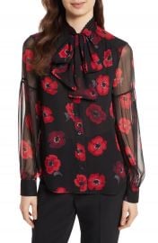 kate spade new york poppy chiffon bow blouse at Nordstrom