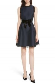 kate spade new york velvet bow fit   flare dress at Nordstrom