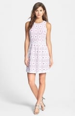 kensie Textured Lace Fit andamp Flare Dress at Nordstrom