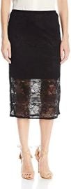 kensie Women39s Rib Lace Skirt Black Large at  Womens Clothing store at Amazon