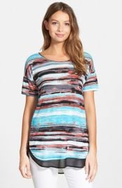 kensie and39Paint Streaksand39 Chiffon Inset Tee at Nordstrom