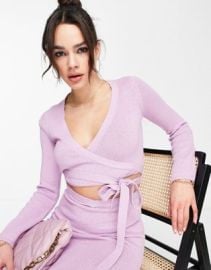 knitted wrap top in lilac - part of a set at ASOS