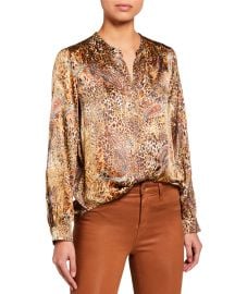 lagence Bardot Long-Sleeve Button-Down Top at Neiman Marcus