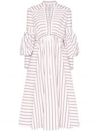 lantern-Sleeve Stripe Midi Dress by Rosie Assoulin at Farfetch