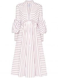 lantern-sleeve stripe midi dres at Farfetch