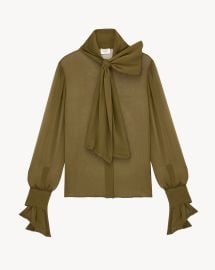 lavallière blouse in silk crepe muslin at YSL