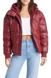 levis Water Resistant Faux Leather Puffer Jacket at Nordstrom