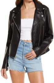 levis Womens Faux Leather Moto Jacket in Black Size X-Large at Nordstrom