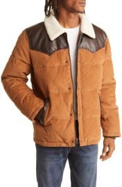 levis Yellowstone Western Corduroy Puffer Jacket with Faux Shearling Faux Leather Trim at Nordstrom